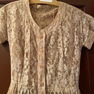 Lace Midi Dress with Belt - 17”pit2pit 14”Waist x 46”L - Top Lightly Lined